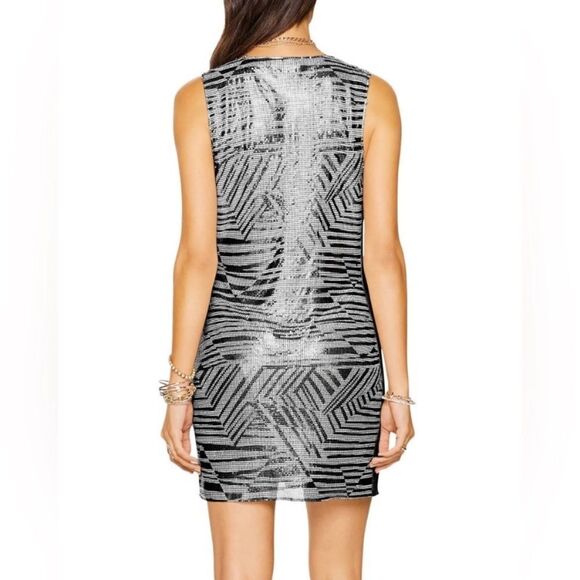 RAMY BROOK Dress NEW Printed Lola Chainmail Silver Black Size 2 - Picture 6 of 10